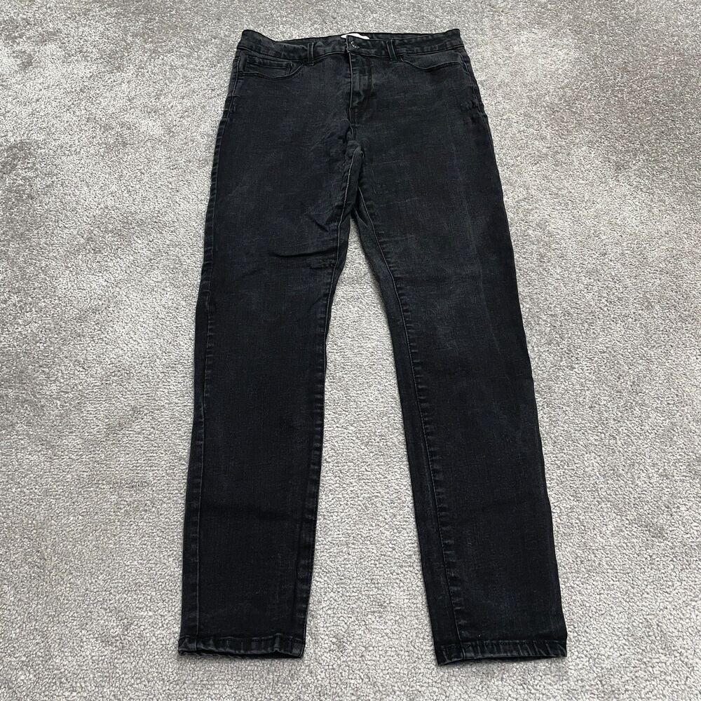 Forever 21 Skinny Denim Jeans Womens 29 Black High Rise Dark Wash Casual 28x28